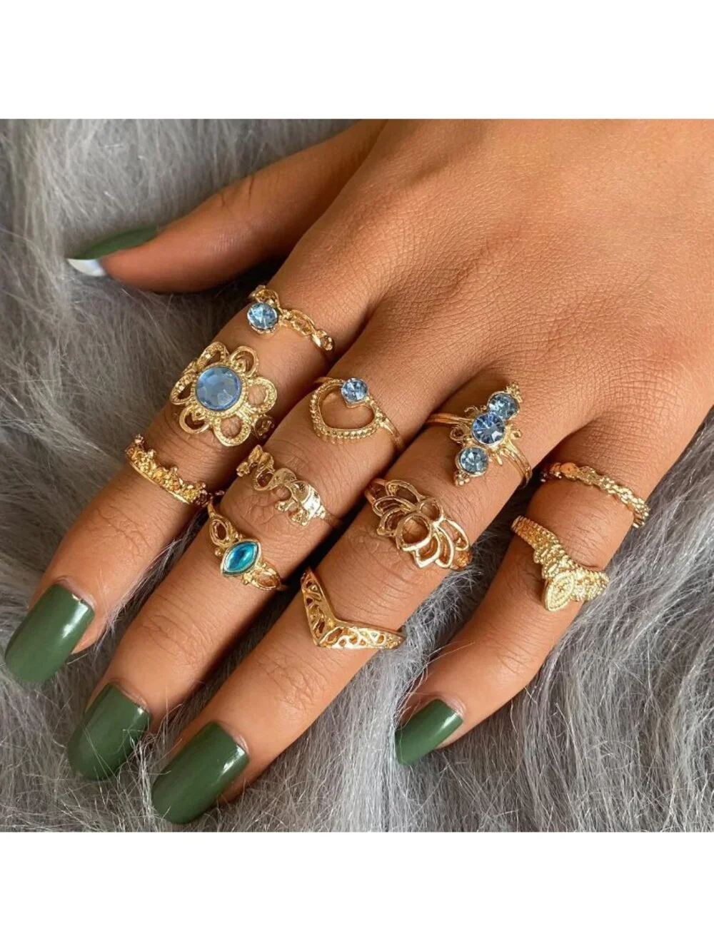 82 Pcs Vintage Silver Knuckle Rings Set for Women - Bohemian Stackable Midi
